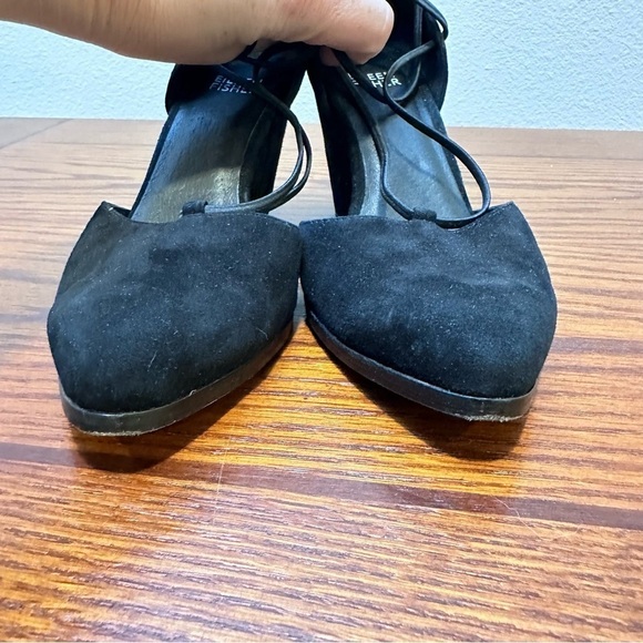Eileen Fisher Women's 6.5 Black Suede Rope Ghillie Lace Block Heel Wedding Guest - Picture 8 of 8